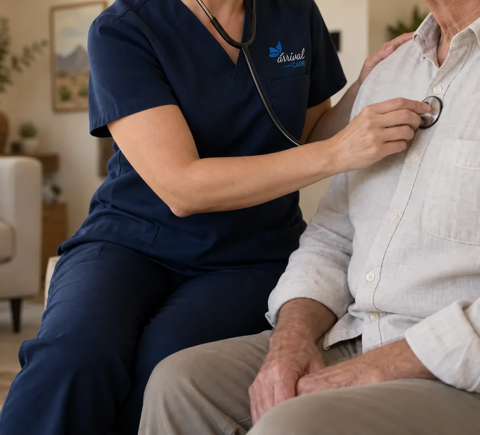 Arrival Care nurse with patient